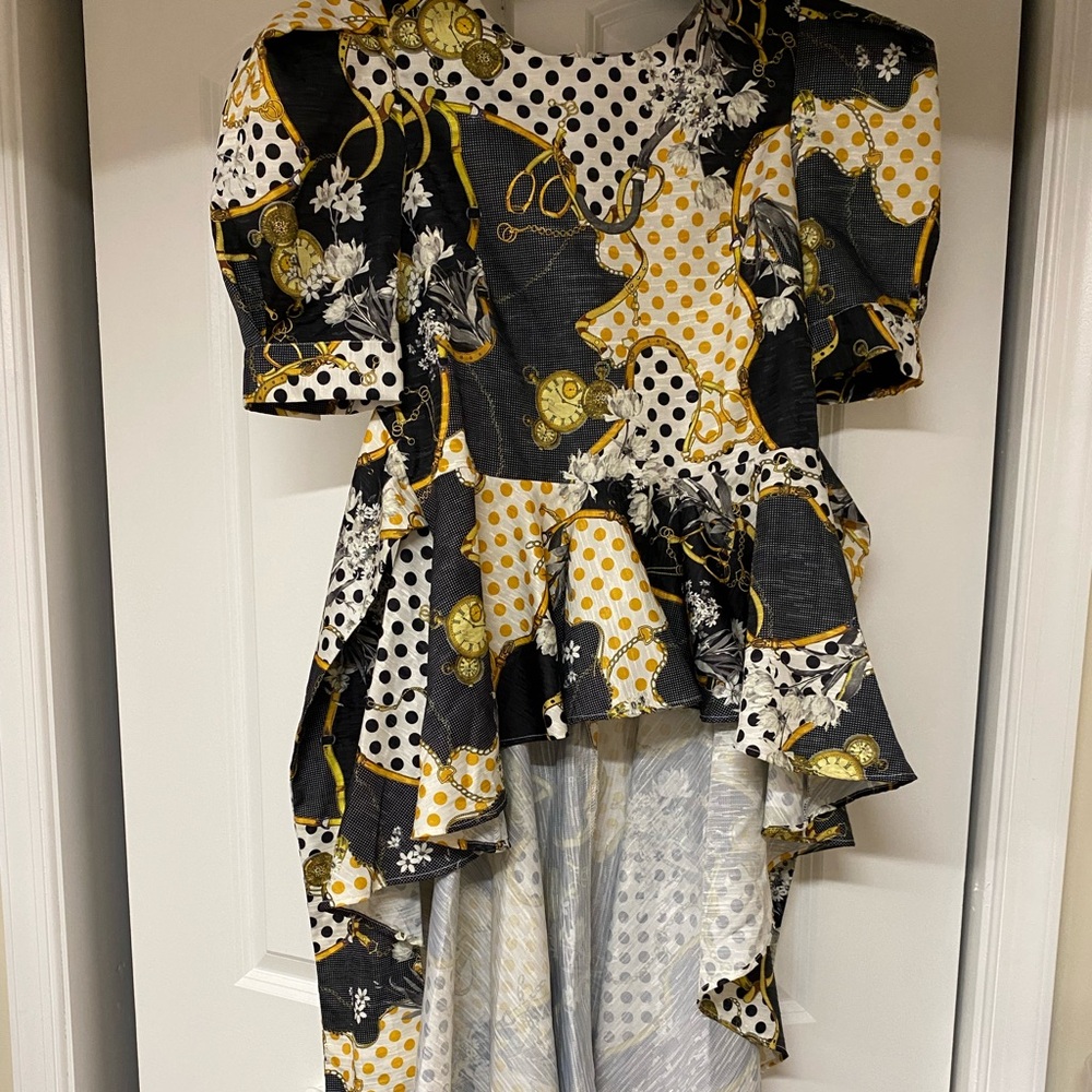 Floral and Polka Dot Ruffle Top